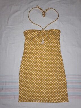 🌻Yellow Floral Halter Dress